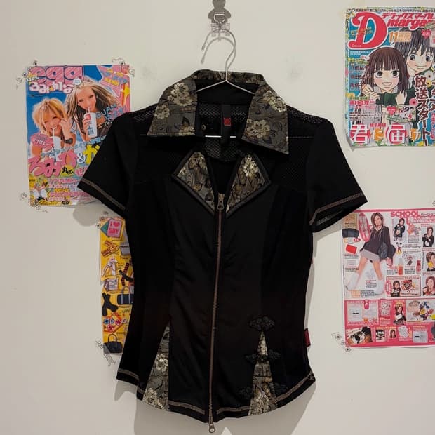 Ozz ON Black mesh oriental short-sleeved