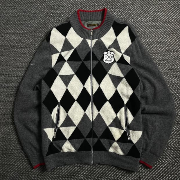 루이 까스텔 아가일 체크 패턴 니트 집업o 4473