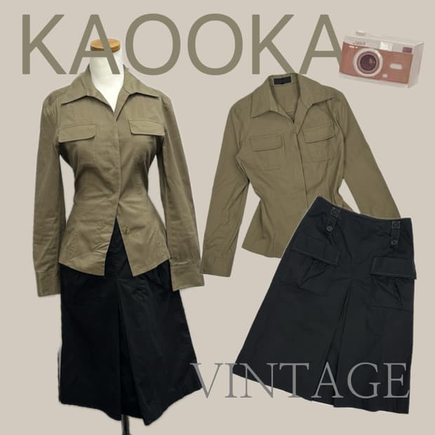 👜핀터 나나깔 셋업 코디세트👜 베이지 셔츠 허리라인 리본 정장