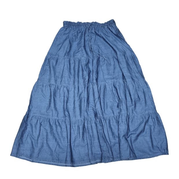 빈티지 청 데님 캉캉 롱스커트 롱치마 모리걸하구미페어리오리엔탈히피