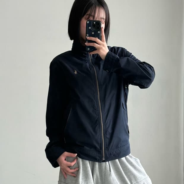 폴로 네이비 폴리쉘 블루종 자켓