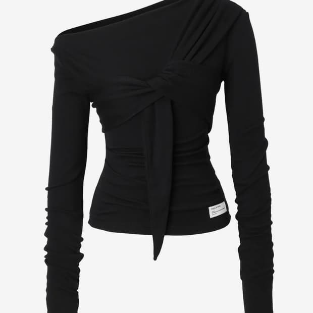 이네기 Drape Flow Tie Long Sleeve (black)