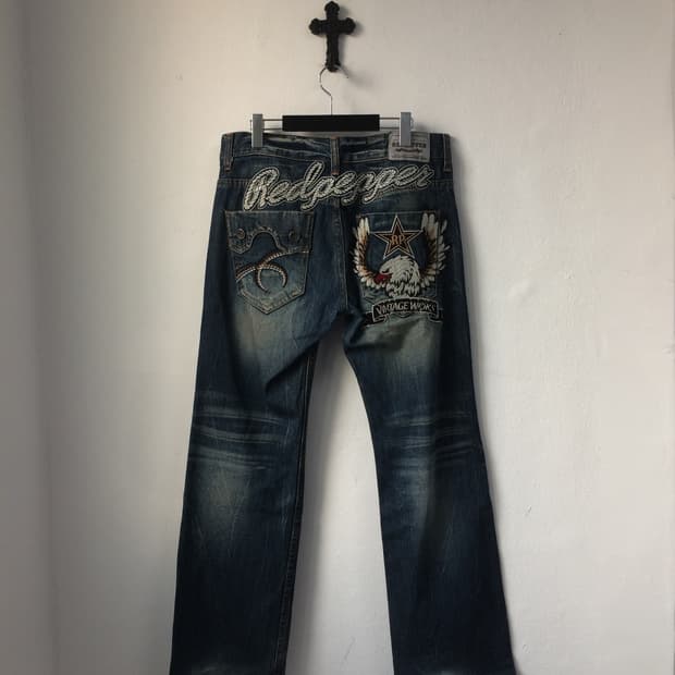 Redpepper back patch point washing denim
