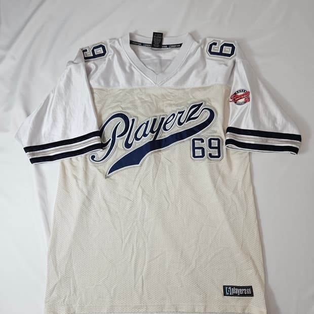 플레이어즈69 슬러거 로고 화이트 메쉬 풋볼 져지 유니폼 L