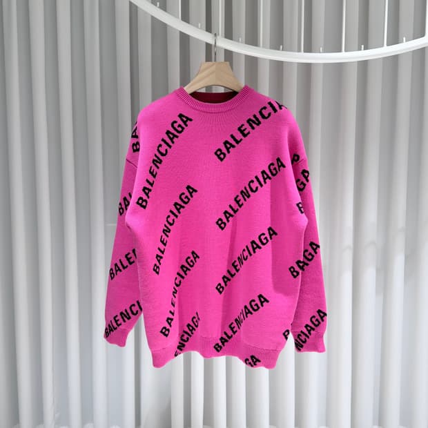 (A+/S) / 발렌시아가 울오버 로고 크루넥 니트 핑크