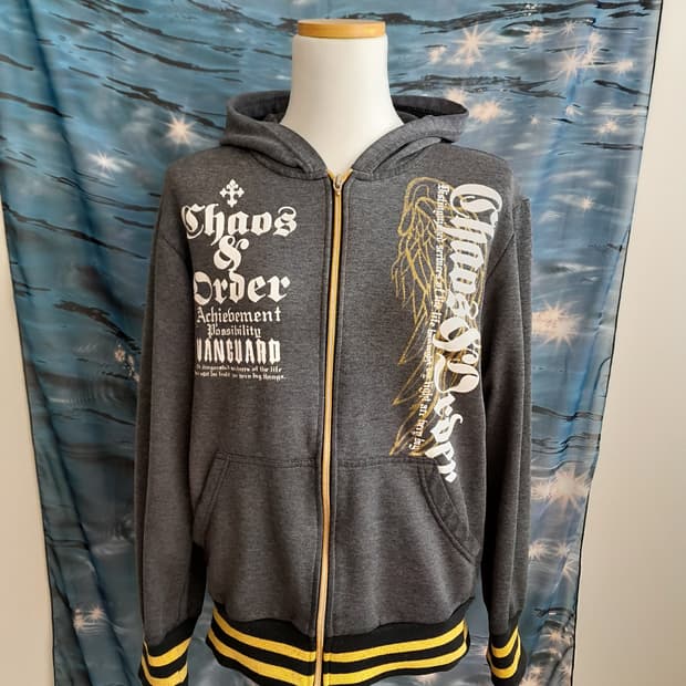 와투케 펑크 레터링 프린트 후드 집업