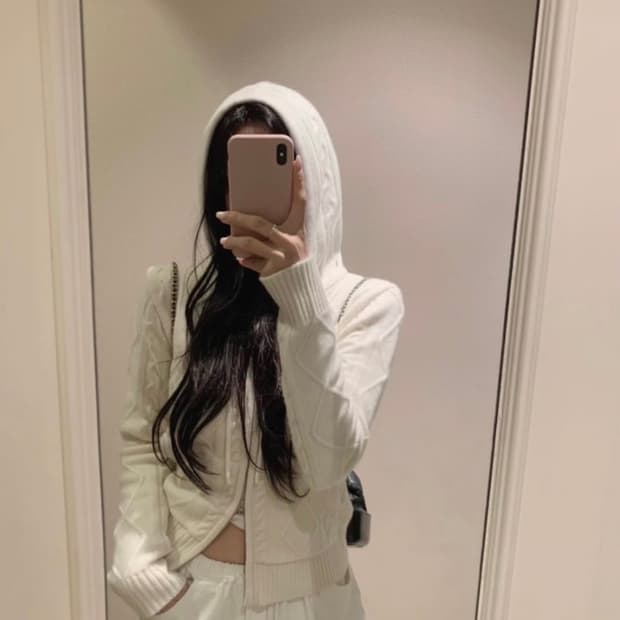 리즈leeds 케이블 니트 후드집업 시착1회 윤슬샵 루플레인 웨어웨더 