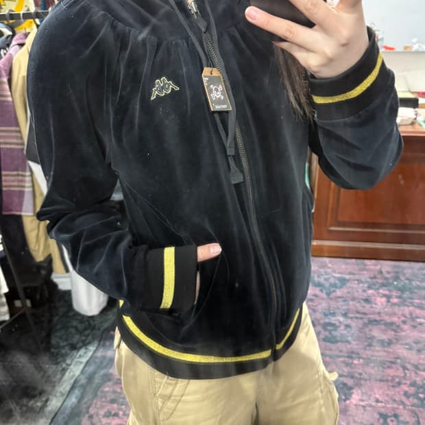 y2k 카파 벨벳 골드펄 집업