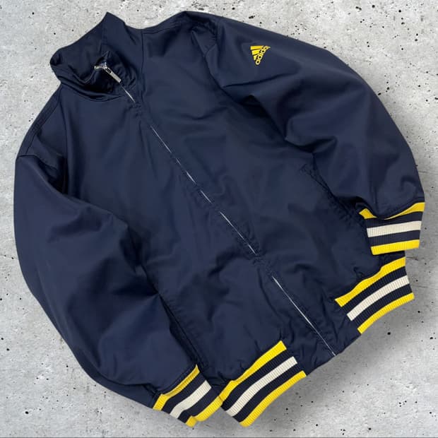 [100] 90s 아디다스 올드스쿨 네이비/옐로우 배색 바람막이 B712