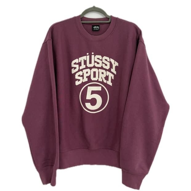 스투시5 스포츠 크루넥 베리