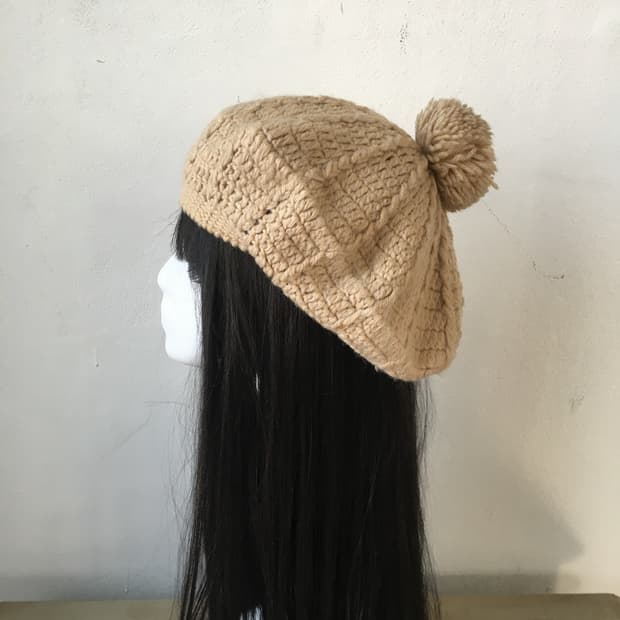  pom knit beret