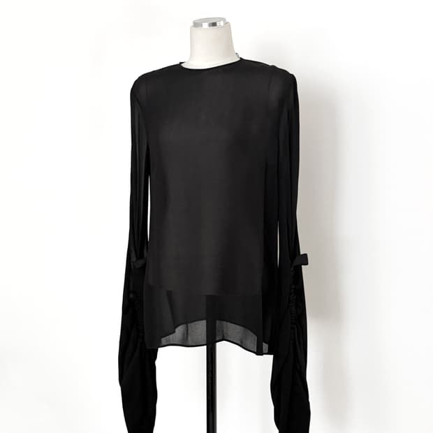 생 로랑 19SS 시스루 롱 슬리브 블라우스