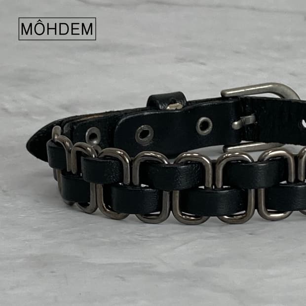 [Unisex] 스터드 빈티지 가죽팔찌