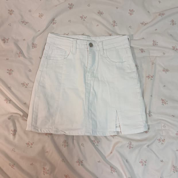 화이트 스판 미니 스커트 속바지 내장