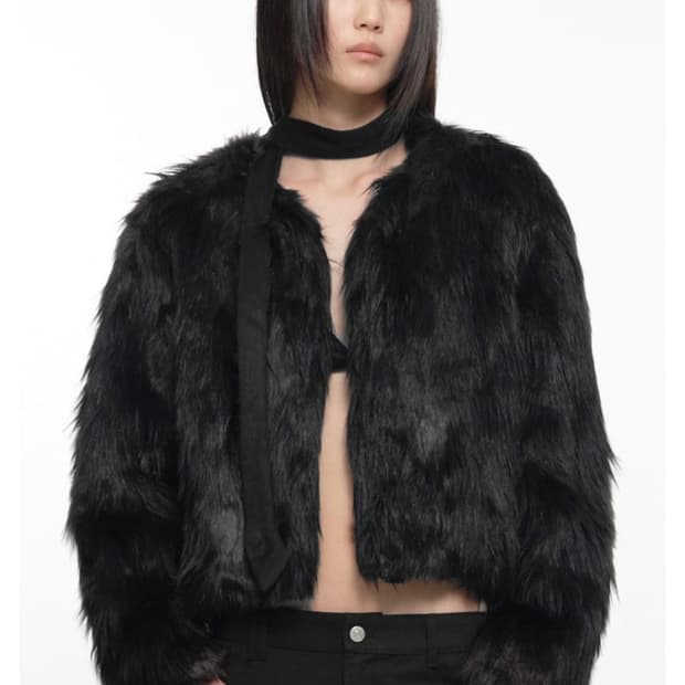 nache 퍼자켓 카키블랙