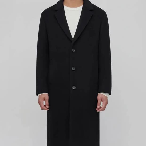 무탠다드 캐시미어 블렌드 오버사이즈 싱글코트 블랙 XL