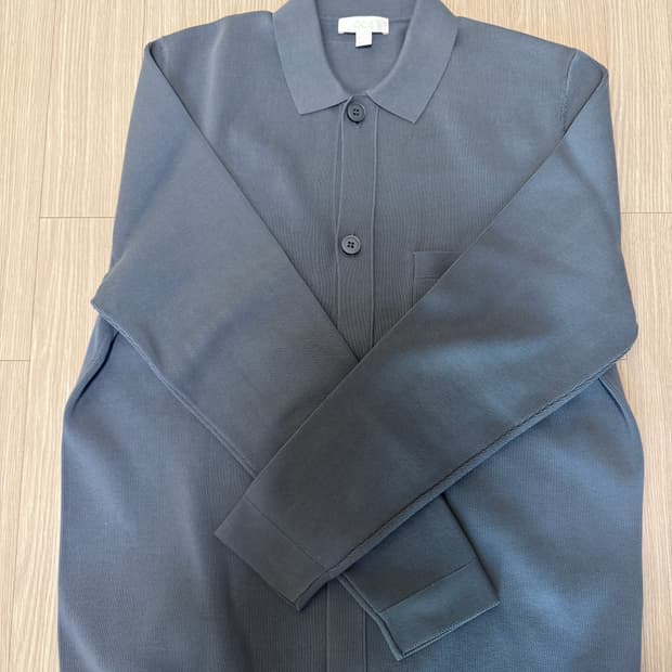 cos 니티드 코튼 자켓 가디건 스틸블루 s