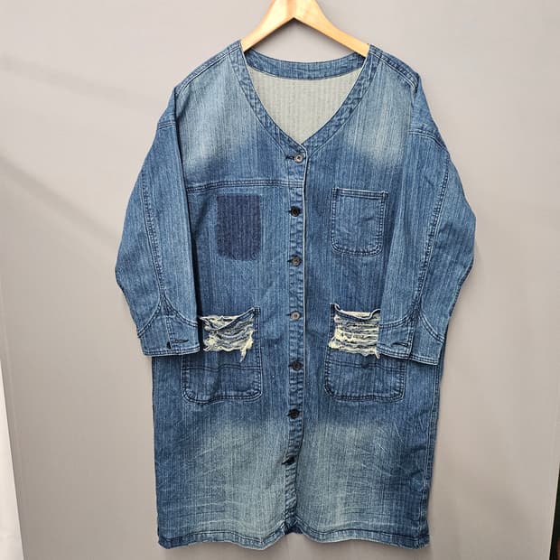 JPN vintage 포켓 데미지 데님 롱자켓