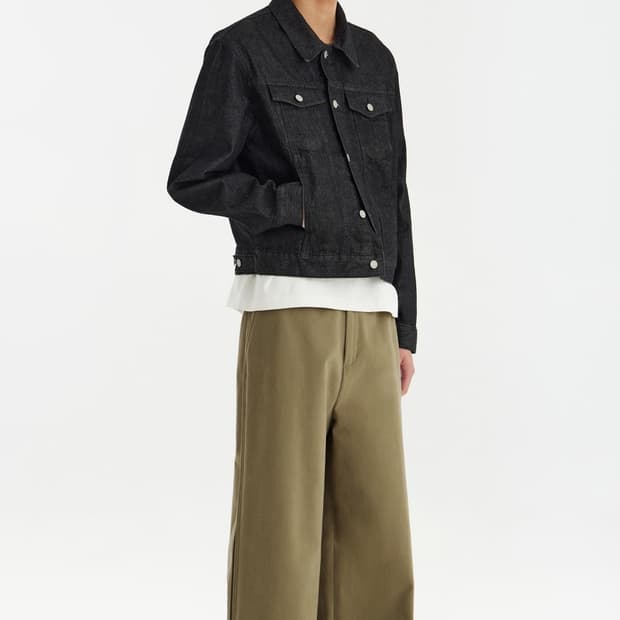 유스 데님 트러커 재킷 워시드 블랙