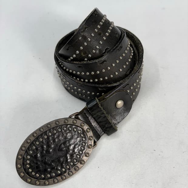 빈티지 웨스턴 아베크롬비 에스닉 스터드 레더 벨트