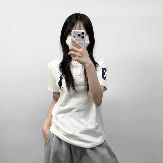 폴로 랄프로렌 빅 포니 자수 로고 카라티 화이트