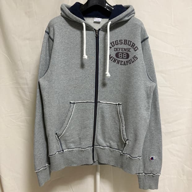 챔피온 빈티지프린트 미니애폴리스 컷오프 후드집업 / 그레이, L