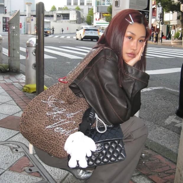 tanger 탠저 레오파드 다이아 숄더백 갸루 가방