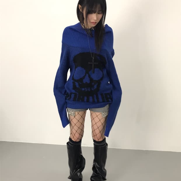 GHOST OF HARLEM Blue Skull Knit