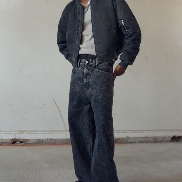 H&M 오버사이즈 핏 워싱 보머 재킷