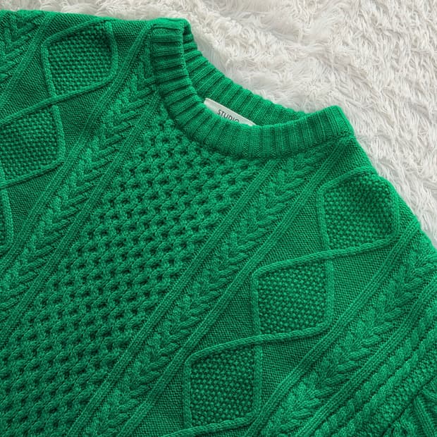 스튜디오 톰보이 그린 꽈배기 니트 F