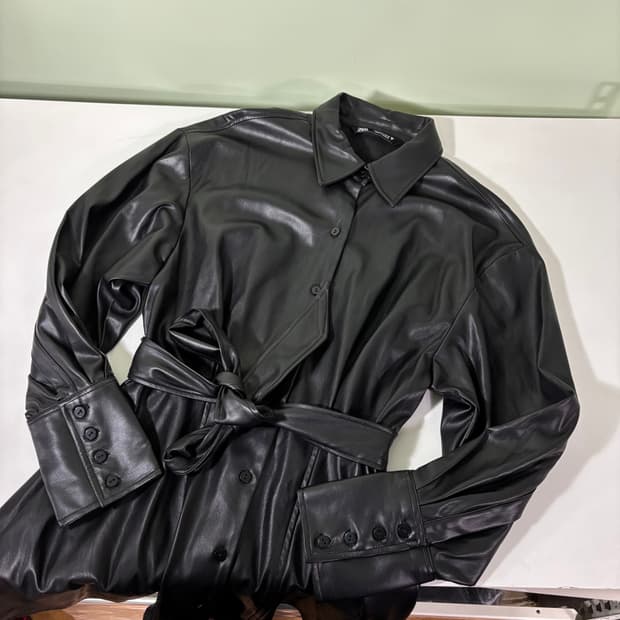 우먼S 자라 블랙 로브 셔츠 가죽자켓