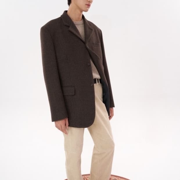 [L] STU office 오버사이즈 블레이져 3버튼 카키