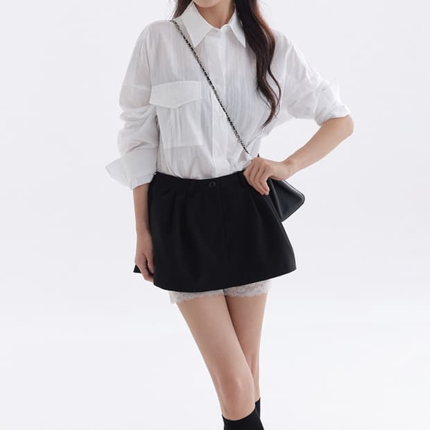 더티스 레이스 레이어 미니 스커트 블랙 s