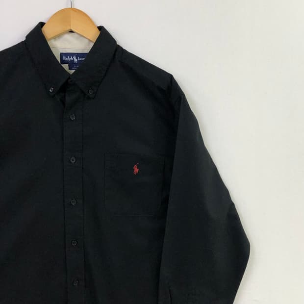 105 폴로 블랙 솔리드코튼 셔츠