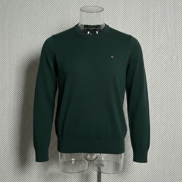 [S] Tommy 타미힐피거 그린 라운드 코튼 니트