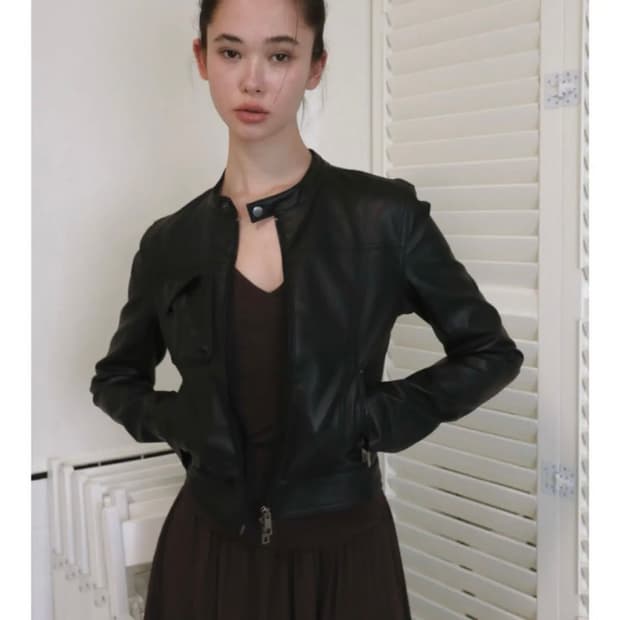 리임 rheme cropped leather jacket 블랙 M