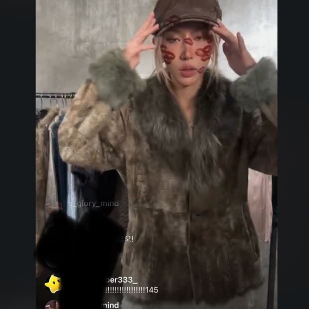 샵 502 오공이 빈티지 퍼자켓 재패니즈 카키 그레이 스웨이드 무스탕