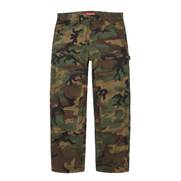 [34] 슈프림 자카드 로고 더블 니 데님 페인터 진 우드랜드 카모