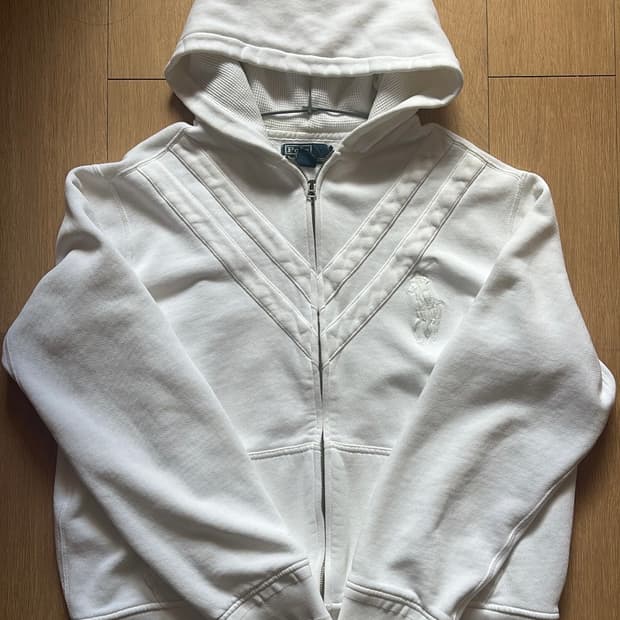 폴로랄프로렌 화이트 빅로고 후드집업 xl