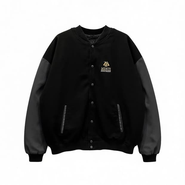 CANADA VINTAGE 바시티 자켓 배색 쉐르파 안감 디테일 블랙