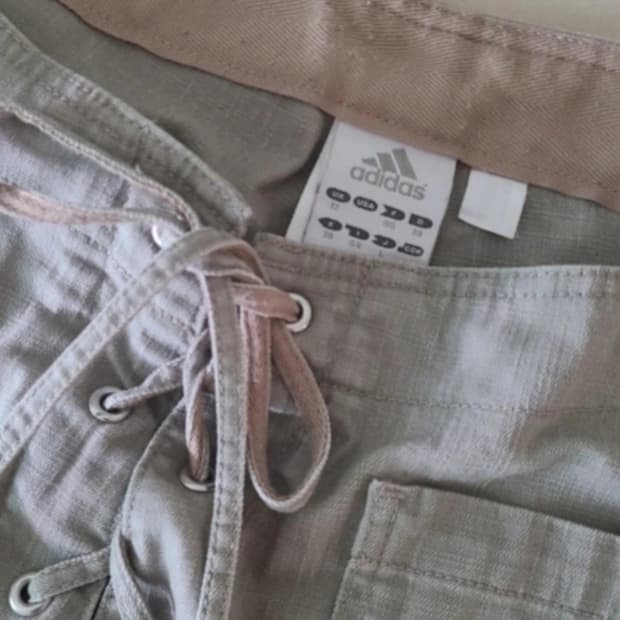 아디다스 리본끈 면바지, 브라운 L