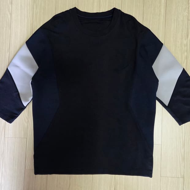 솔리드옴므 배색 7부 티셔츠