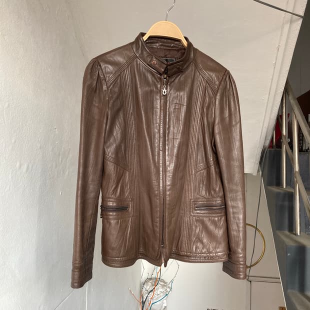 Y2K 브라운 양가죽 자켓