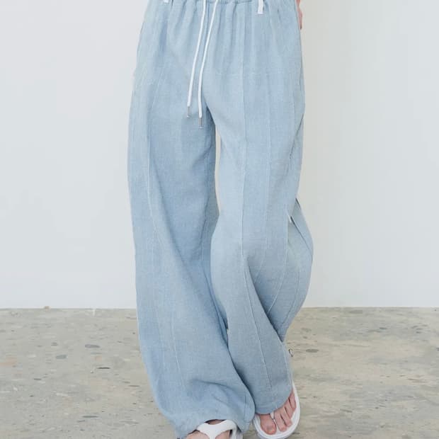 팬시클럽 더블 턱 프린지 밴딩 팬츠