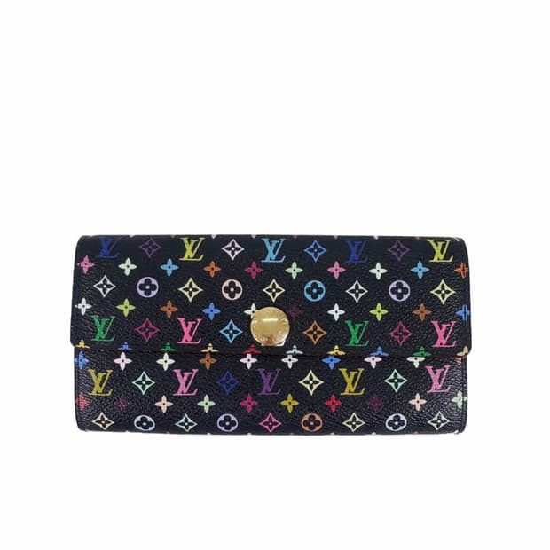 루이비통 여성 사라 멀티컬러 모노그램 장지갑 블랙 M93747