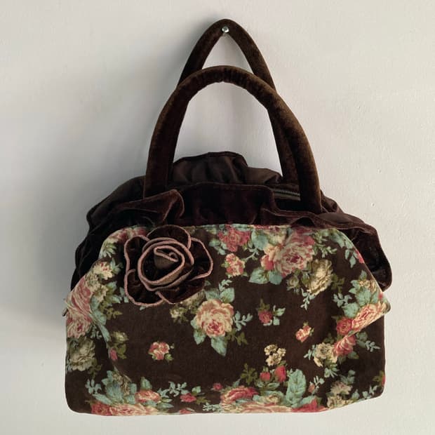 일본빈티지) 벨벳 로즈 가방 