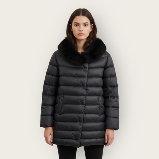 42/ 에르노 오버핏 퍼 구스다운 패딩 자켓