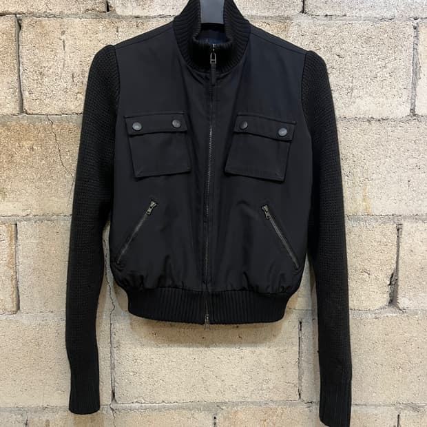 아르마니 진스 니트 슬리브 믹스 자켓