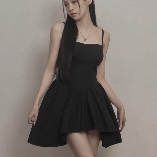 카키포인트 Flare Layered Mini Dress (black)