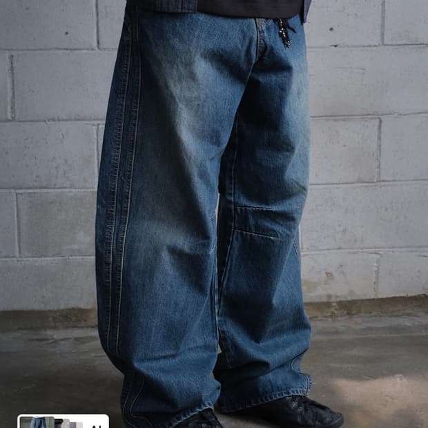 다이브인 와이드 커브드 데님 (washed dark blue) 2size